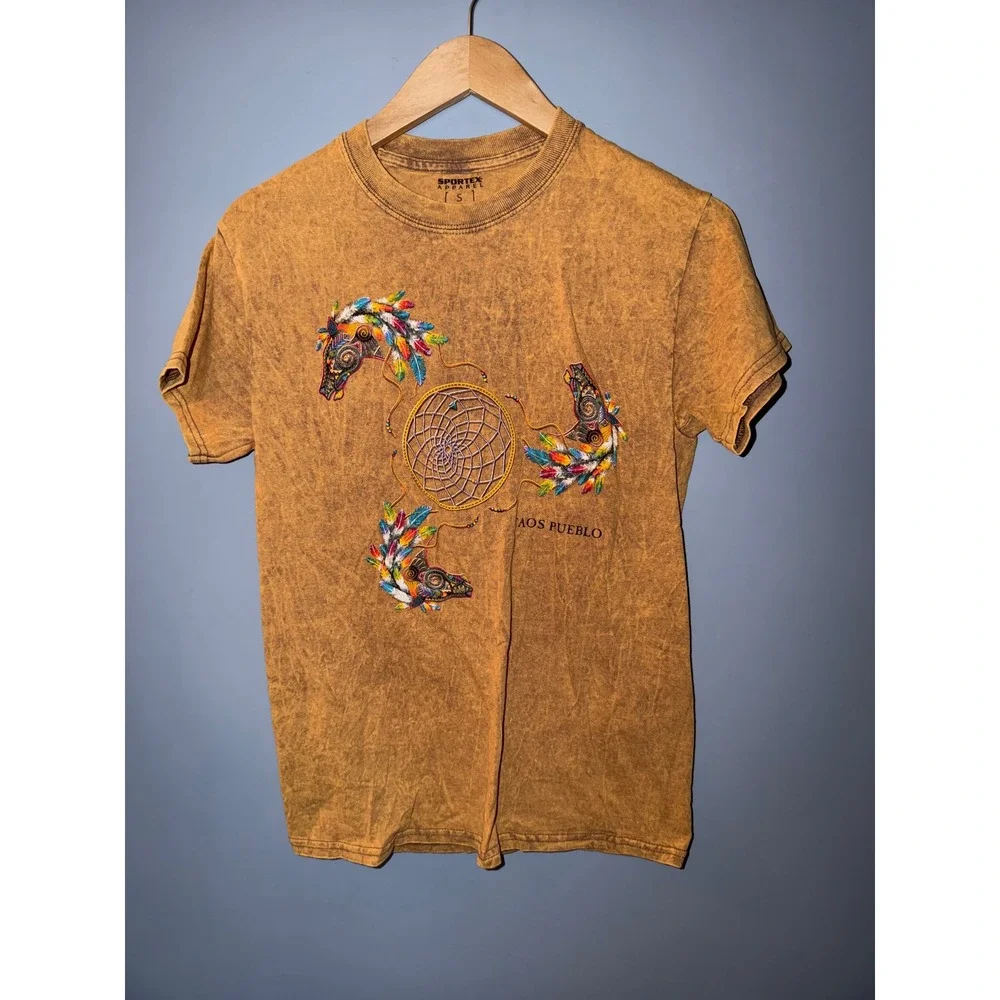 Sportex Apparel Taos Pueblo Horse‎ Dreamcatcher Mineral Wash T-Shirt Mens Small
